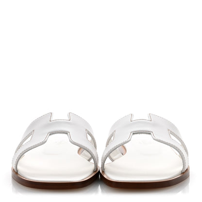 Hermes Box Calfskin Oran Sandals 37.5 White 3 of 10