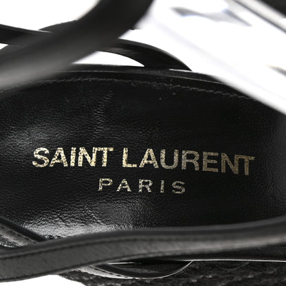 Saint Laurent Calfskin Cassandra Espadrille 105 Wedges 37.5 Black 8 of 9