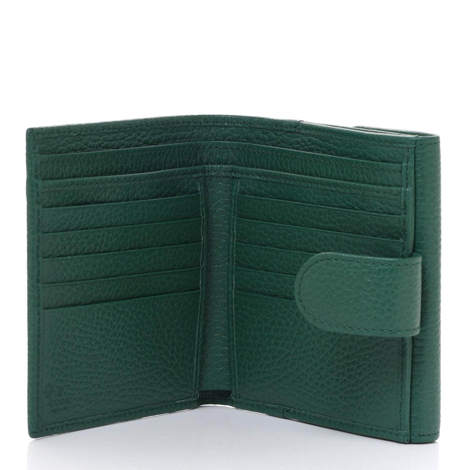 Gucci Dollar Calfskin Interlocking G French Wallet Emerald 5 of 9
