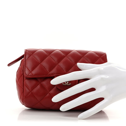 Chanel Lambskin Quilted Flap Cosmetic Case Red 2 of 9