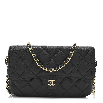 Chanel Caviar Quilted Flap Phone Holder With Chain Black Black 1 of 12