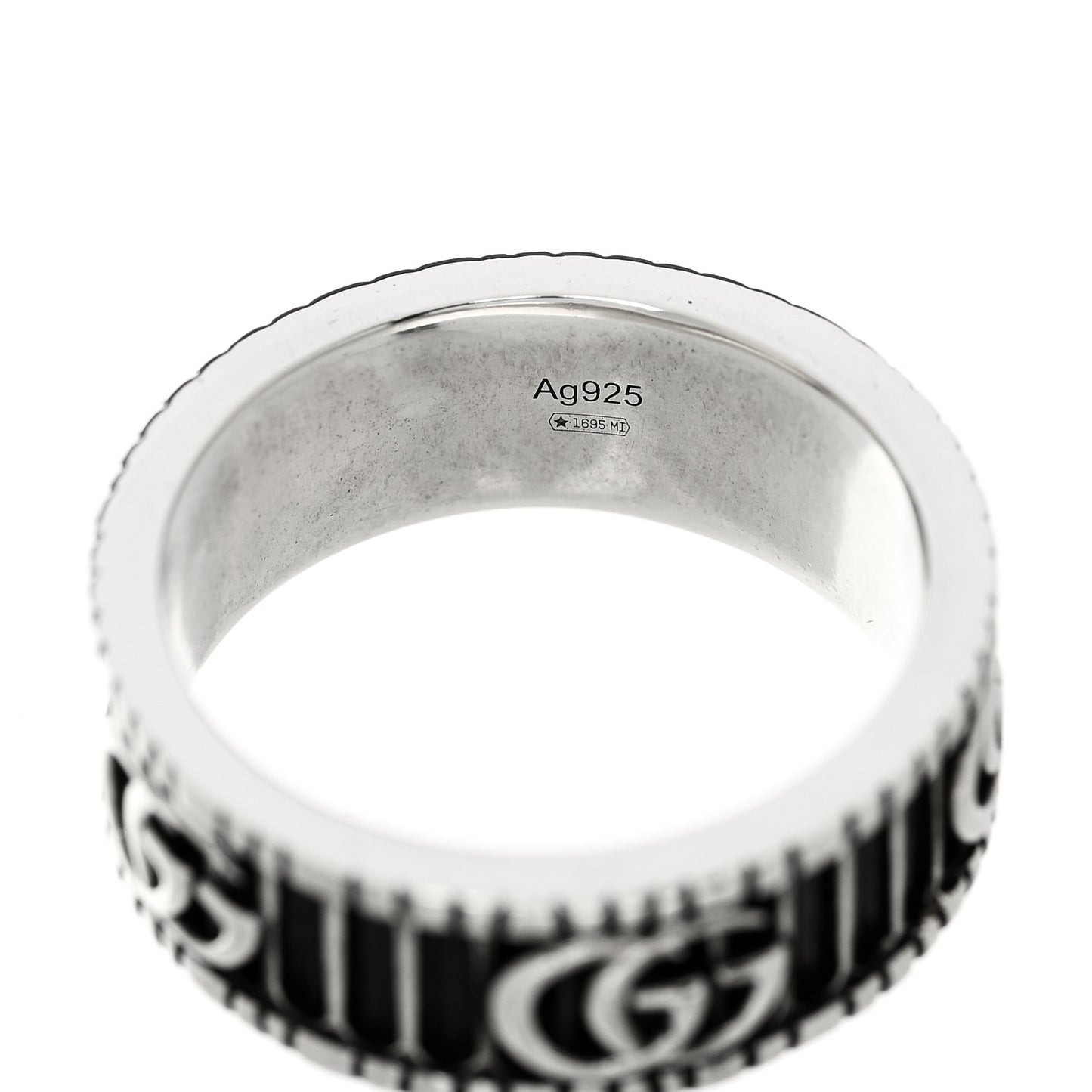 Sterling Silver Double G Band Ring 58 8.25