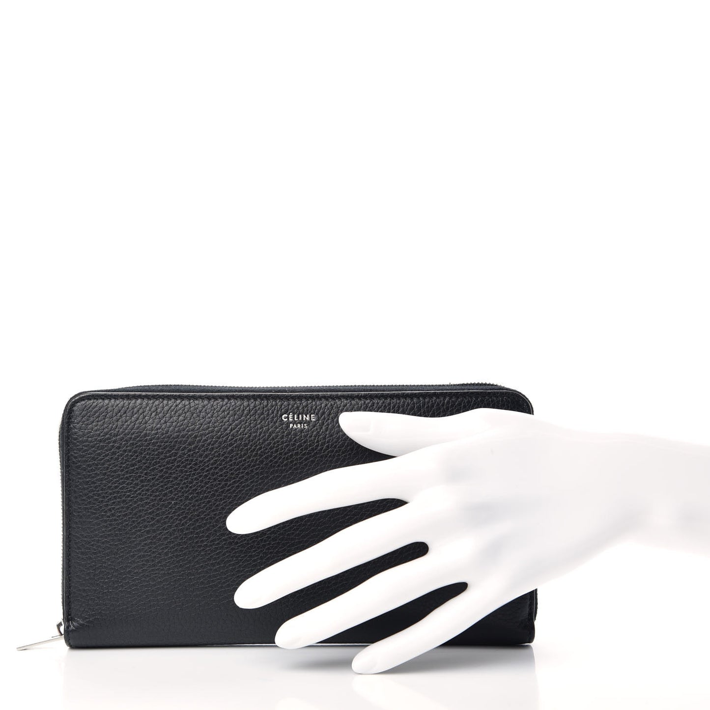 Calfskin Large Zip Around Multifunction Wallet Black Citron