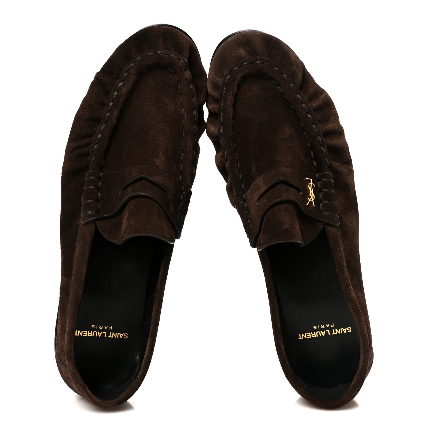 Saint Laurent Suede Le Loafer 15 Penny Slippers 40 Dark Chocolate 2 of 10