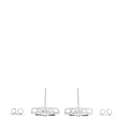 Roberto Coin 18K White Gold Diamond Blue Sapphire Princess Flower Stud Earrings 3 of 5