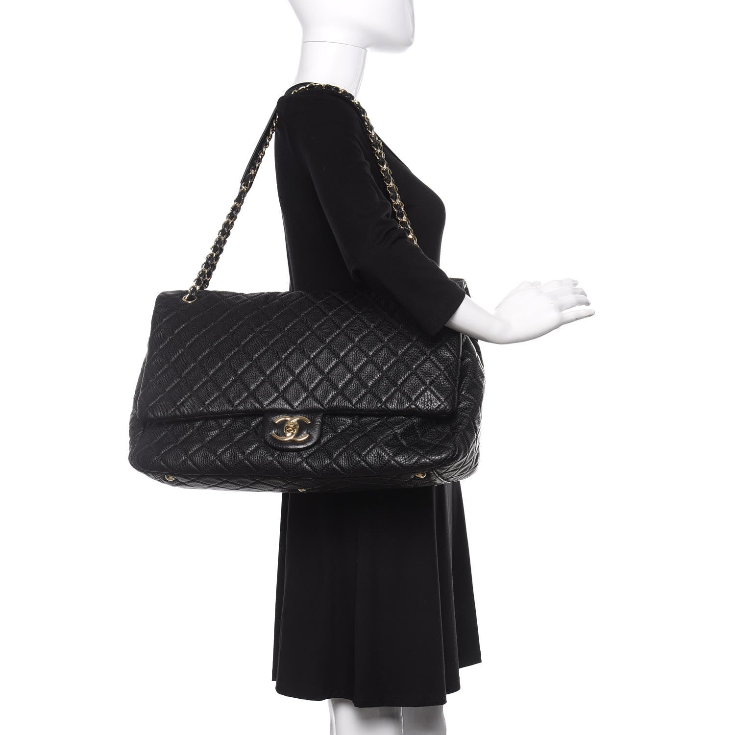 Chanel Calfskin Quilted XXL Travel Flap Bag Black 2 of 10