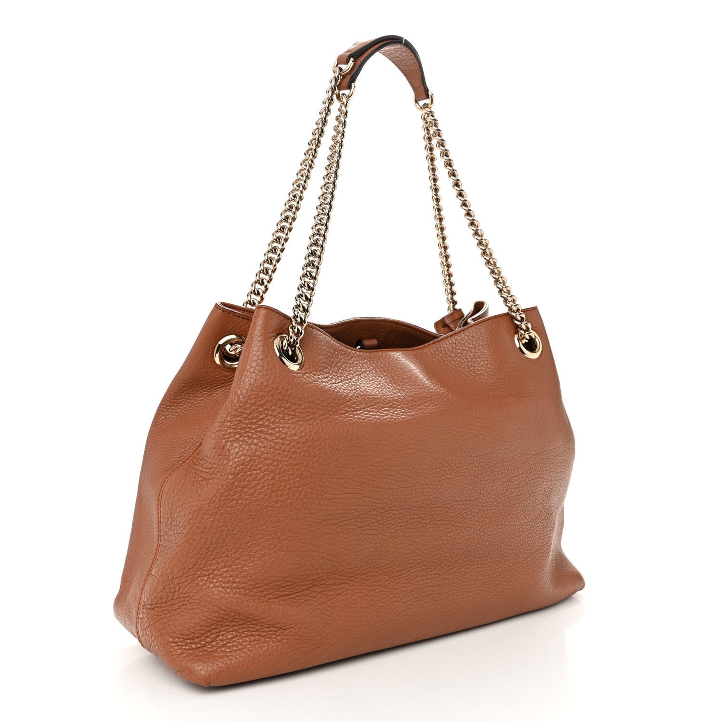 Pebbled Calfskin Medium Soho Chain Shoulder Bag Camelia