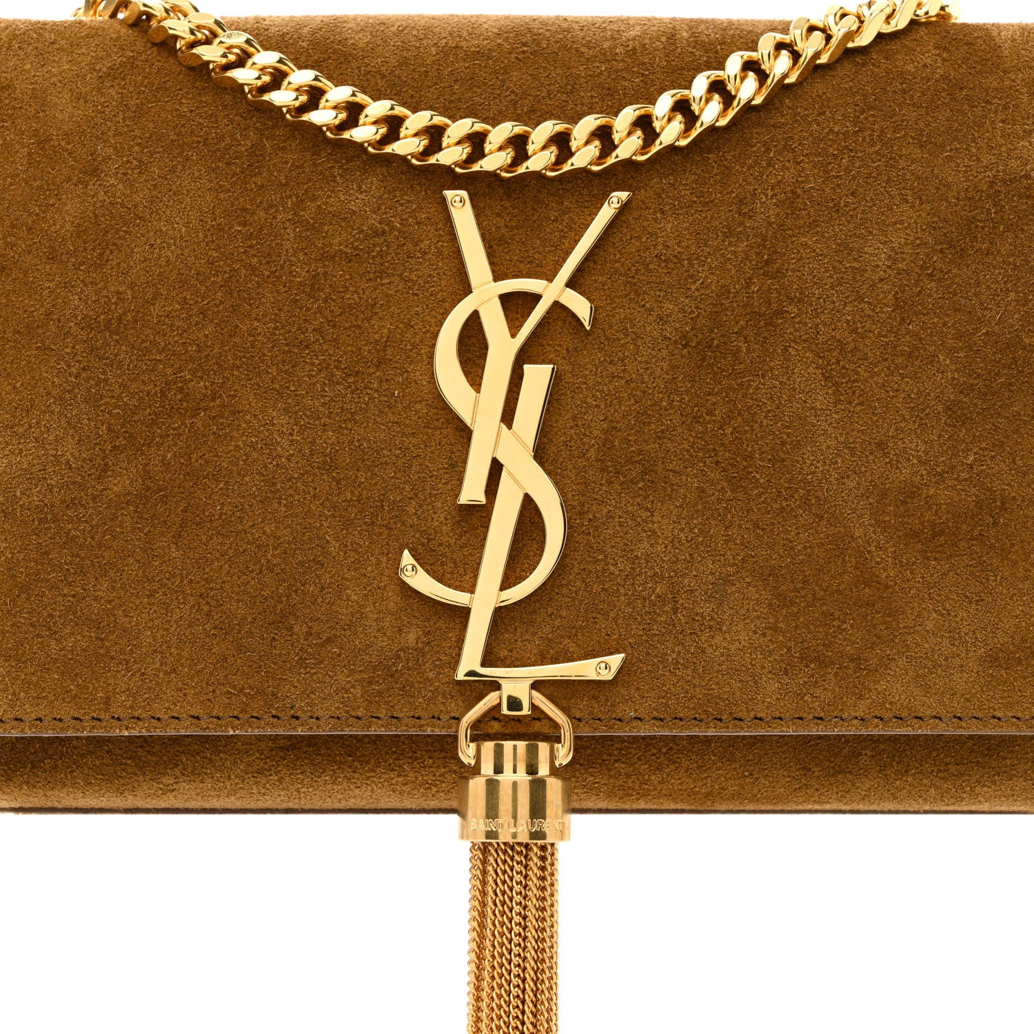 Saint Laurent Suede Small Classic Monogram Kate Tassel Satchel Light Ochre 8 of 10