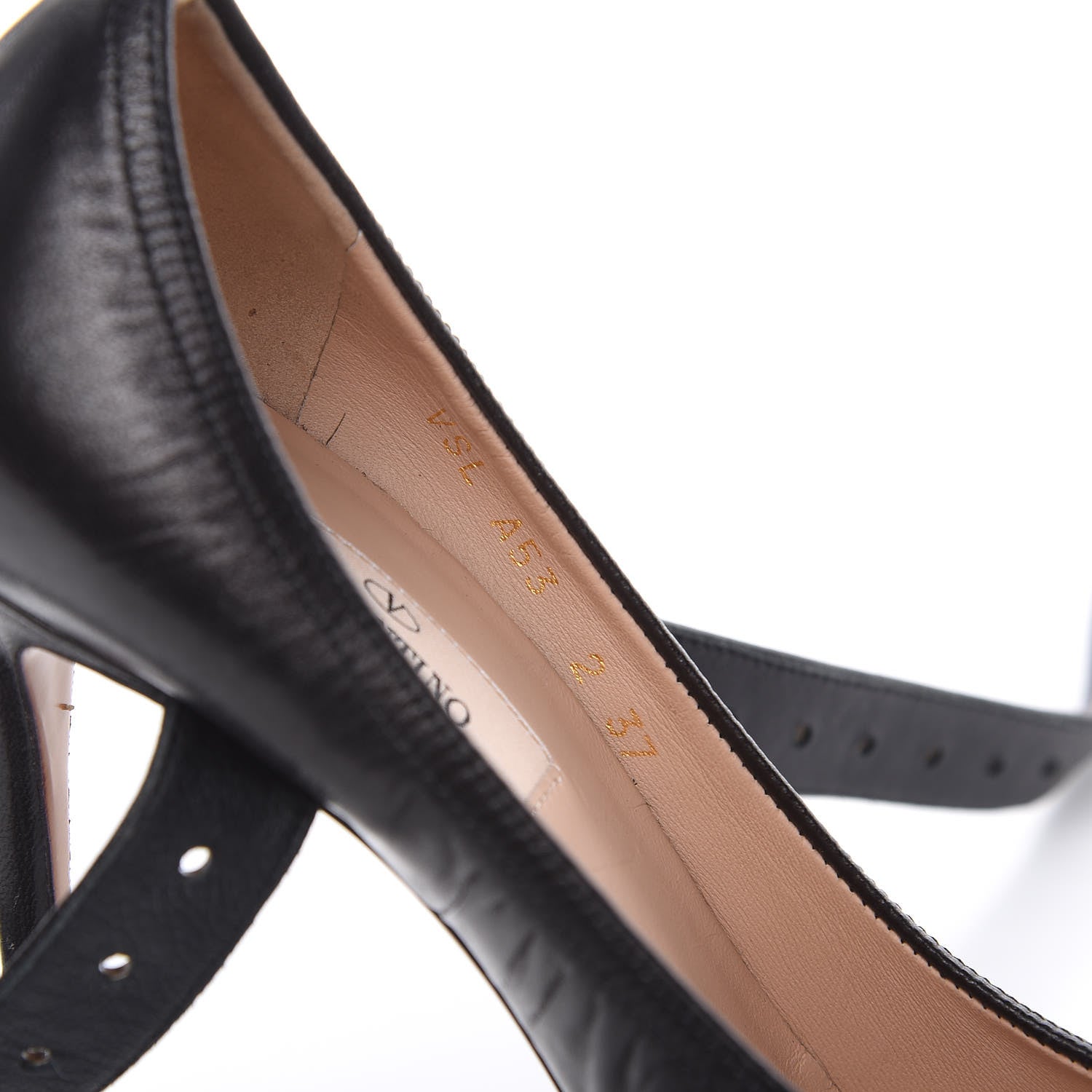 Valentino Garavani Nappa Love Latch Cross Strap 100mm Pumps 37 Black 8 of 10