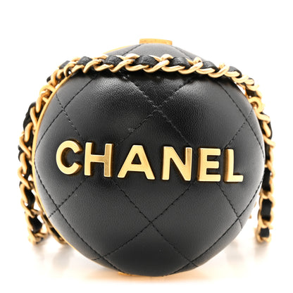 Chanel Lambskin Quilted Sphere Minaudiere Chain Clutch Black 2 of 21