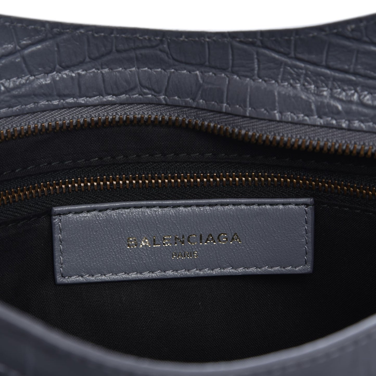 Calfskin Crocodile Embossed Classic Hardware City Gris Beton