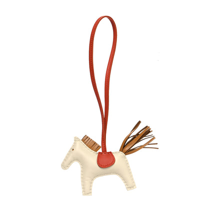 Hermes Milo Lambskin Grigri Rodeo Horse Bag Charm PM Craie Sesame Cornaline 1 of 3