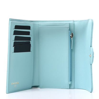 Chanel Caviar Quilted Medium Flap Wallet Light Blue 4 of 10