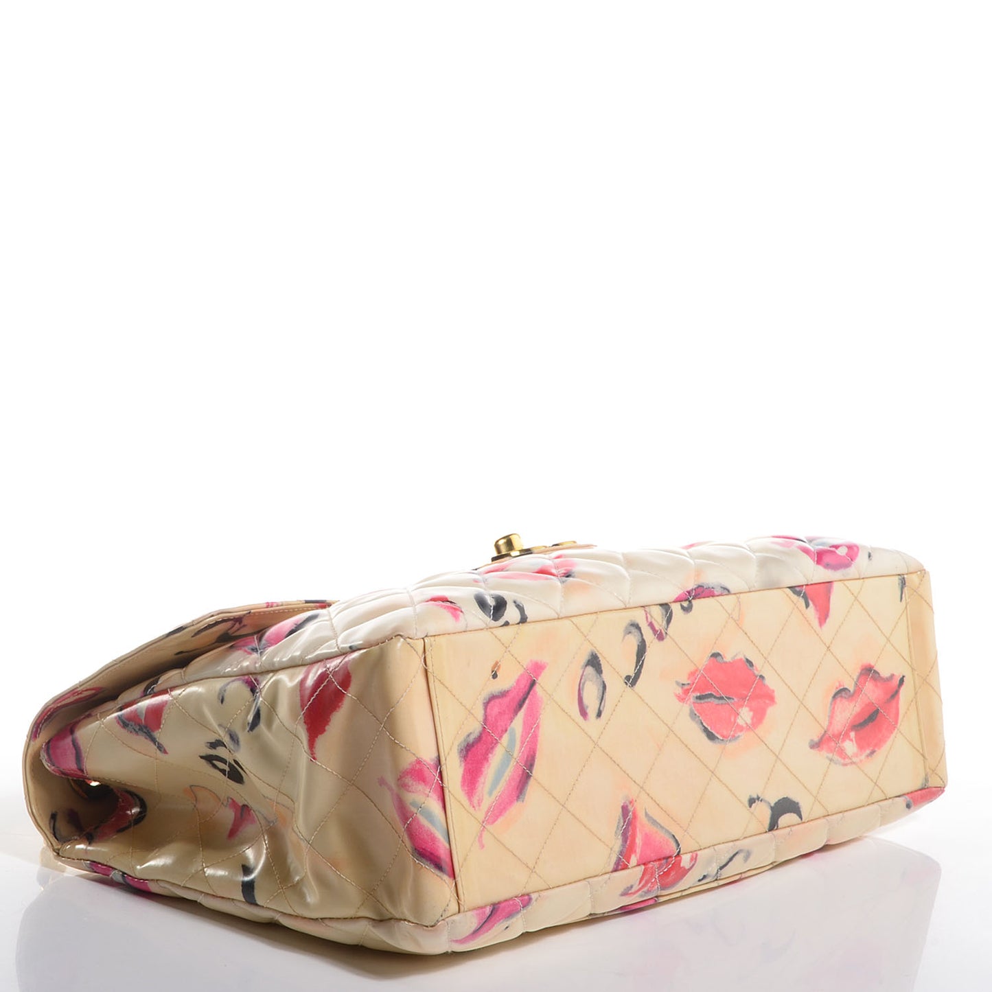 Coated Canvas Quilted Lips and Kisses Graffiti XL Jumbo Single Flap White
