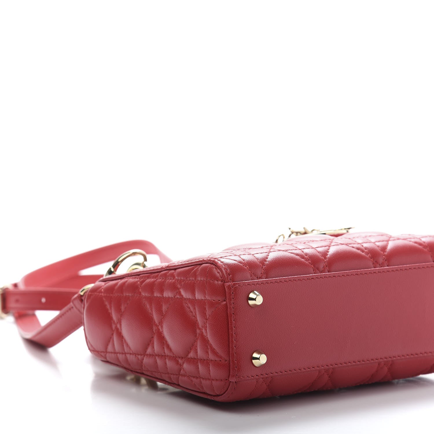 Christian Dior Lambskin Cannage Mini Lady Dior Red 7 of 11