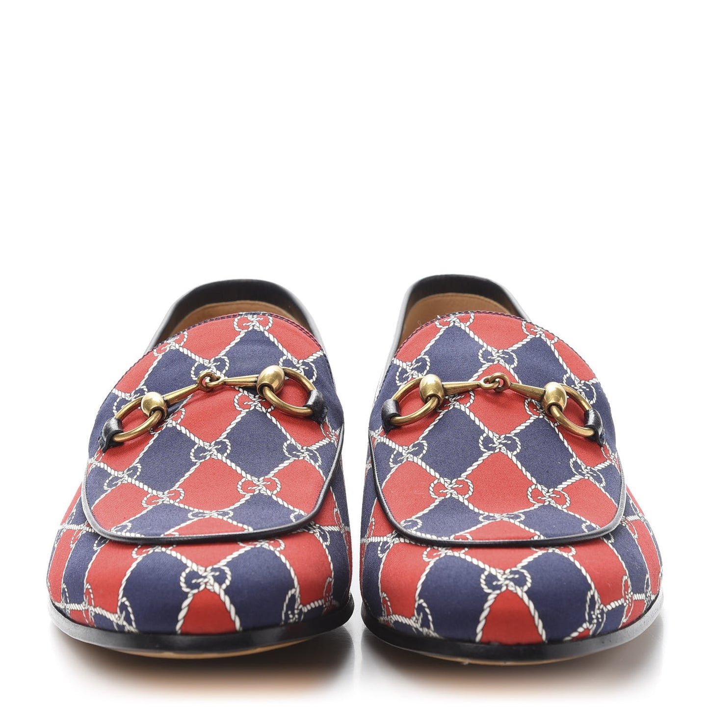 Mini GG Rhombus Chain Horsebit Mens Jordaan Loafers 9 Royal Bleuett Red