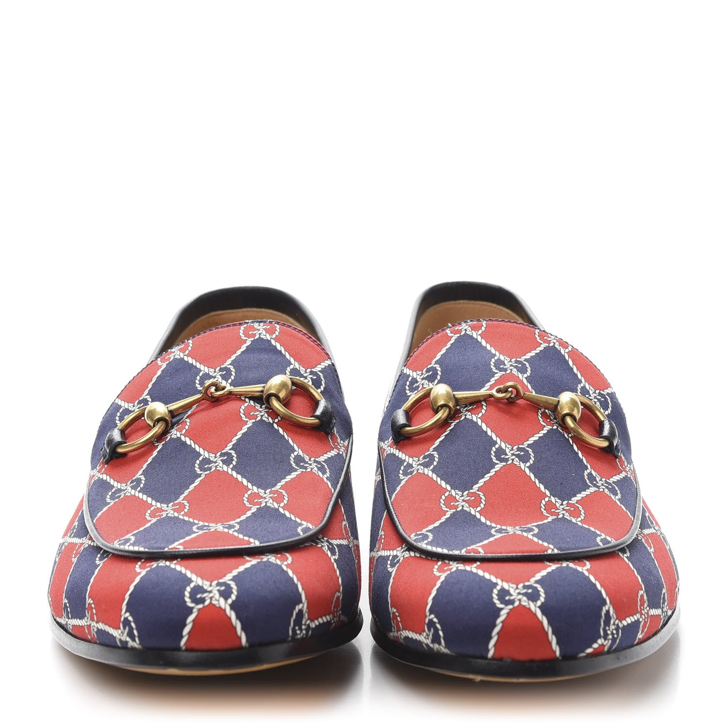 Gucci Mini GG Rhombus Chain Horsebit Mens Jordaan Loafers 9 Royal Bleuett Red 2 of 9