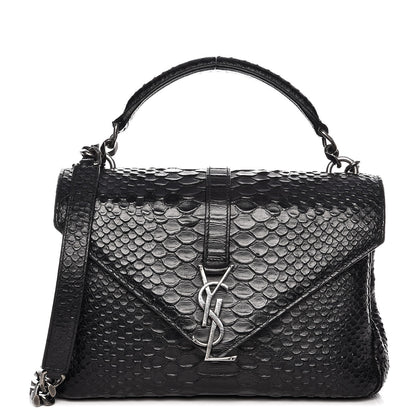 Saint Laurent Calfskin Python Embossed Monogram Medium College Bag Black 1 of 8