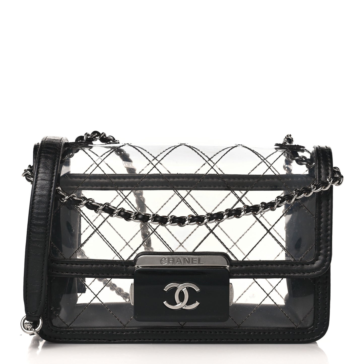 PVC Lambskin Quilted Mini Beauty Lock Flap Black