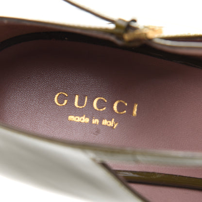 Gucci Patent Beverly T-Strap High Heel Pumps 38 Olive Green 6 of 8