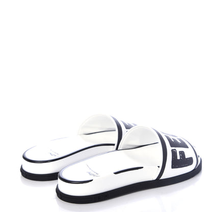 Fendi X JOSHUA VIDES Roma Calfskin Fussbetts Slide Sandals 35 Snow White Black 4 of 10