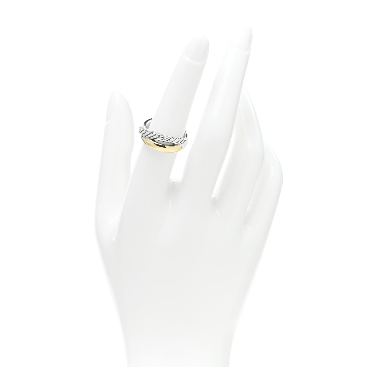 Sterling Silver 18K Yellow Gold Crossover Ring 54 7