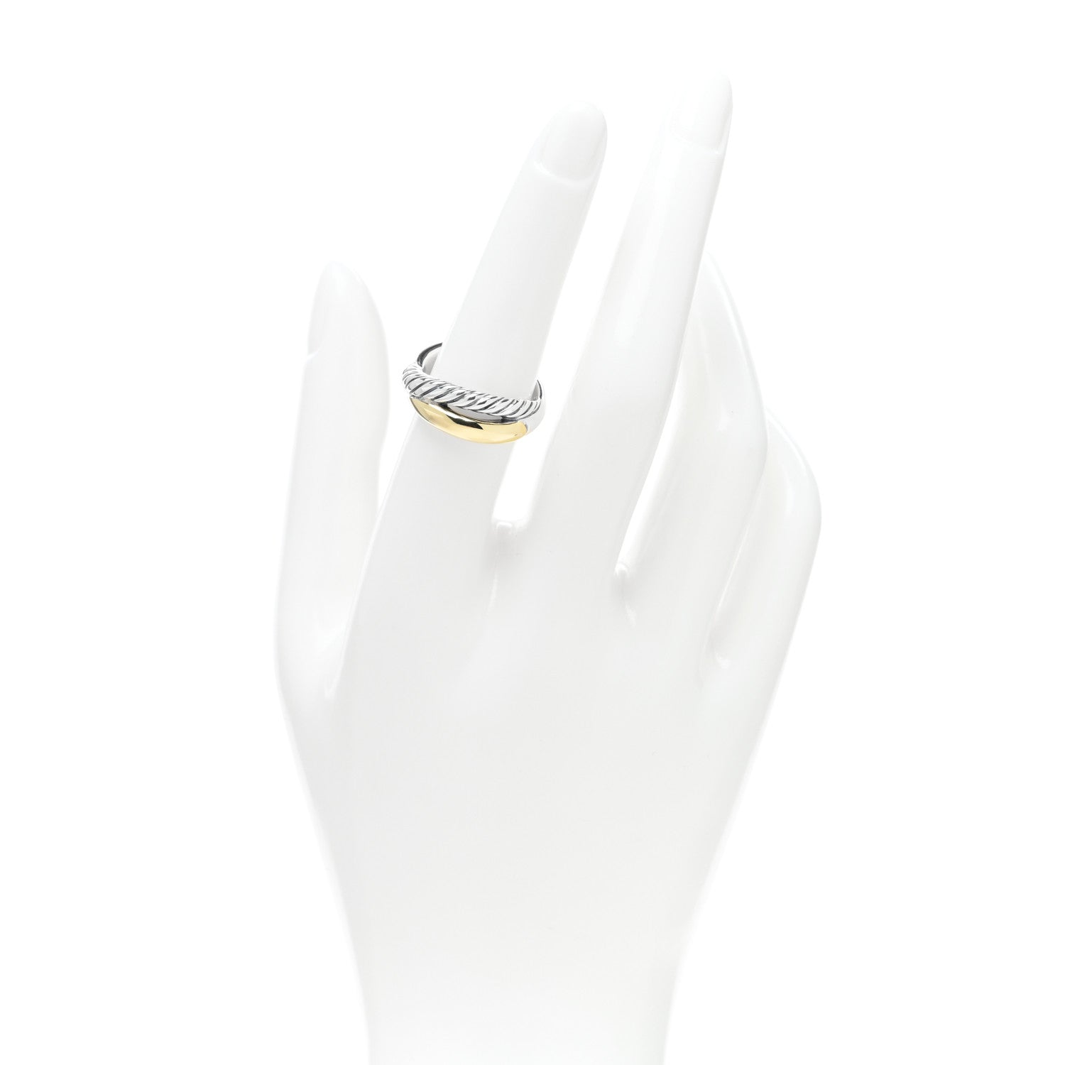 David Yurman Sterling Silver 18K Yellow Gold Crossover Ring 54 7 2 of 4