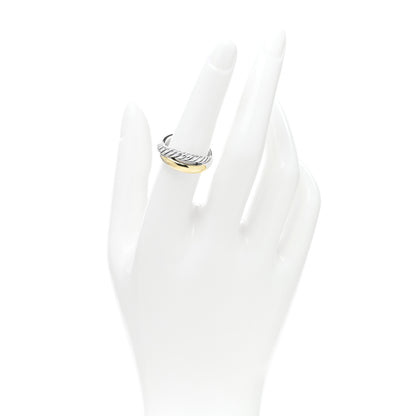 David Yurman Sterling Silver 18K Yellow Gold Crossover Ring 54 7 2 of 4