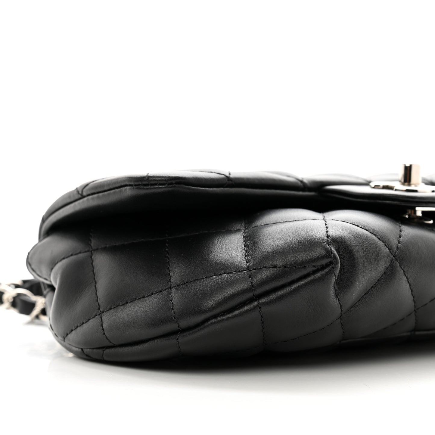 Calfskin Quilted CC Uniform Flap Belt Bag Black