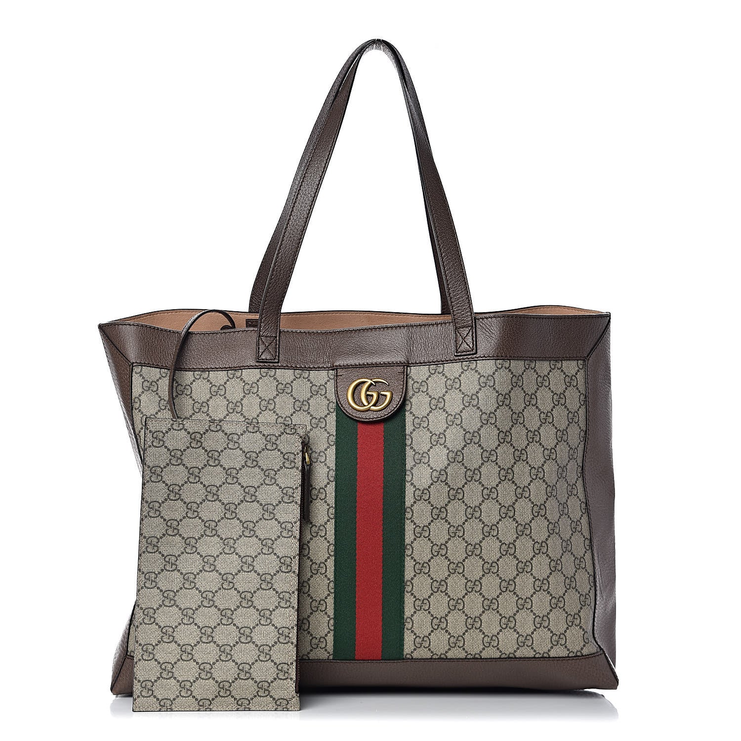 Gucci GG Supreme Monogram Web Ophidia Tote Brown 1 of 12