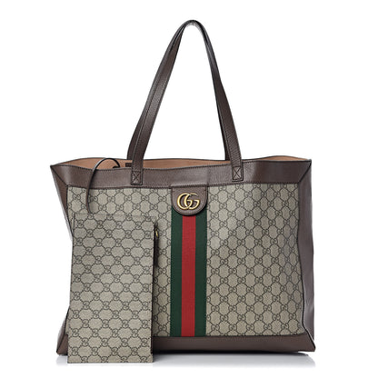 Gucci GG Supreme Monogram Web Ophidia Tote Brown 1 of 12