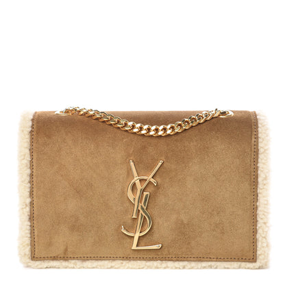 Saint Laurent Shearling Suede Small Kate Satchel Light Ocre 1 of 10