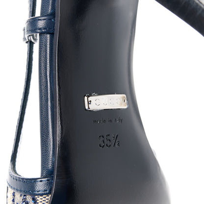 Gucci GG Monogram Malaga Kid Crystal Square G 75mm Slingback Pumps 35.5 Beige Blue 6 of 9
