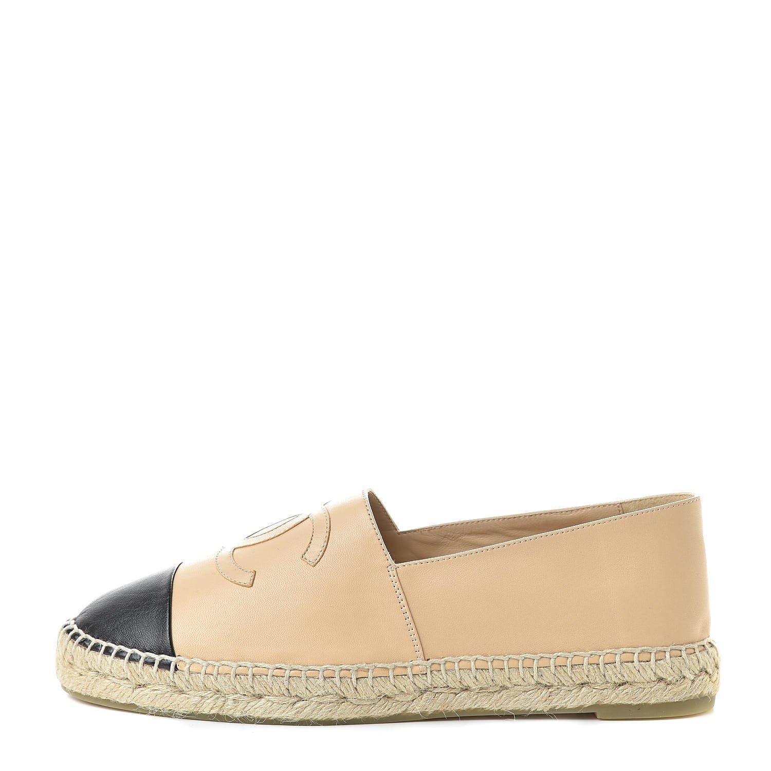 Chanel Lambskin CC Espadrilles 40 Beige Black 1 of 10