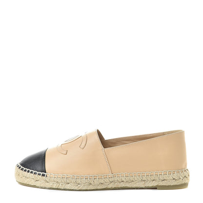 Chanel Lambskin CC Espadrilles 40 Beige Black 1 of 10