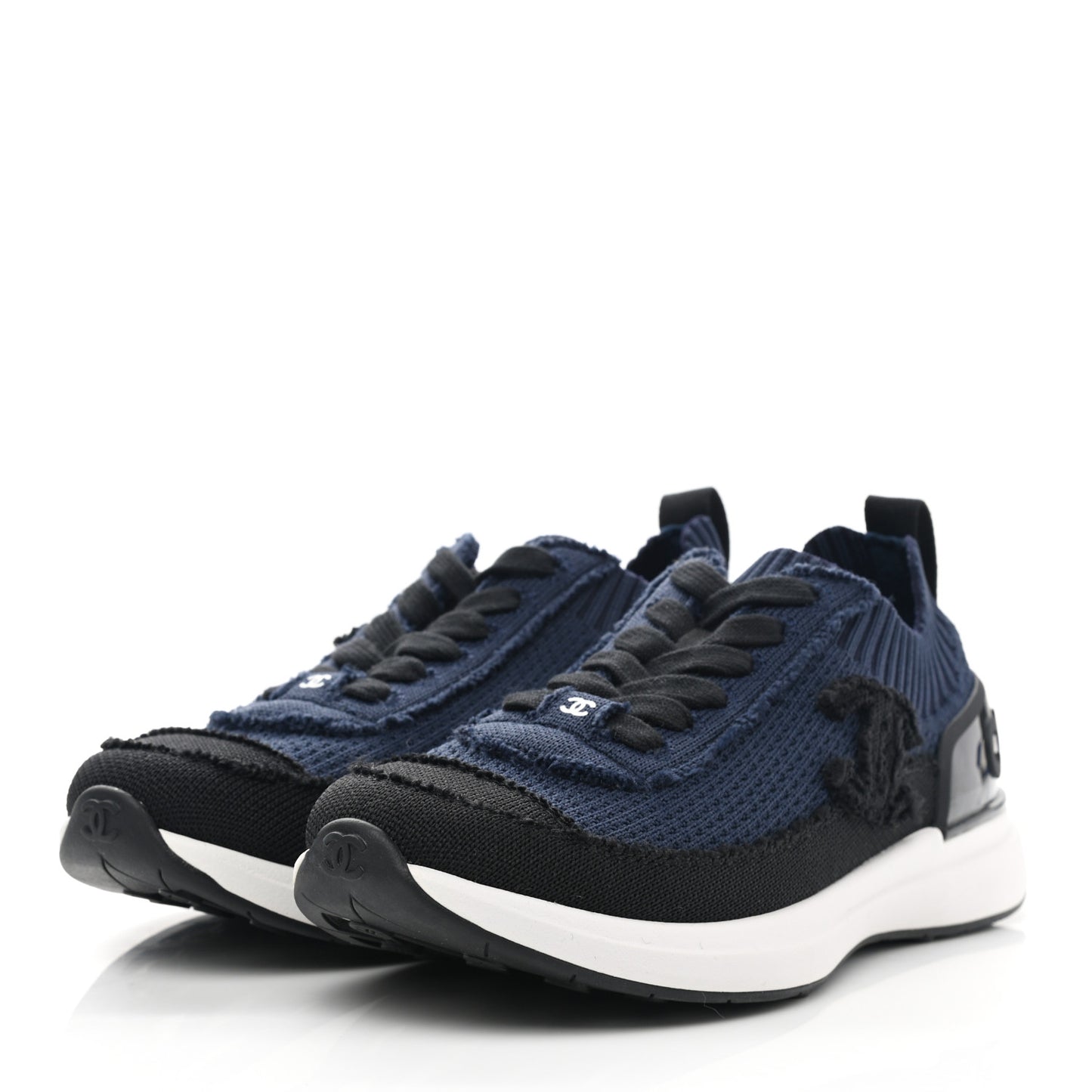 Fabric Logo Sneakers 36 Navy Black