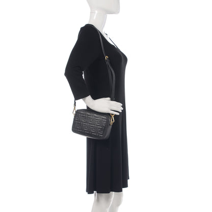Fendi Vitello Century FF 1974 Embossed Mini Camera Case Black 2 of 10