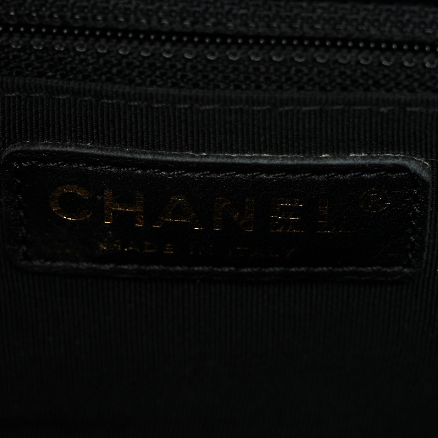 Calfskin Chevron Quilted Statement Shopping Tote Black