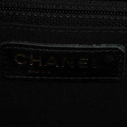 Chanel Calfskin Chevron Quilted Statement Shopping Tote Black 6 of 11