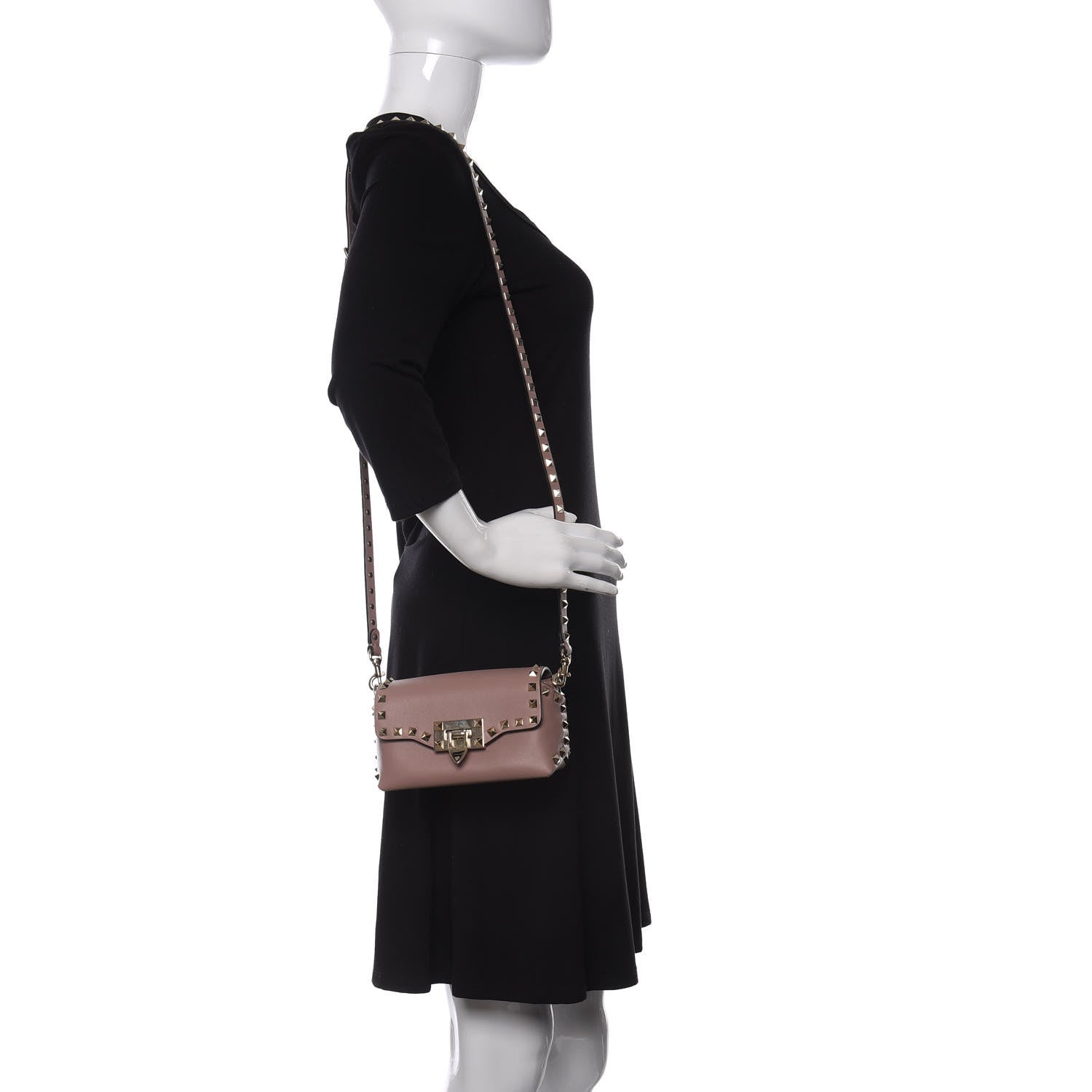 Valentino Garavani Calfskin Mini Rockstud Crossbody Bag Poudre 2 of 11