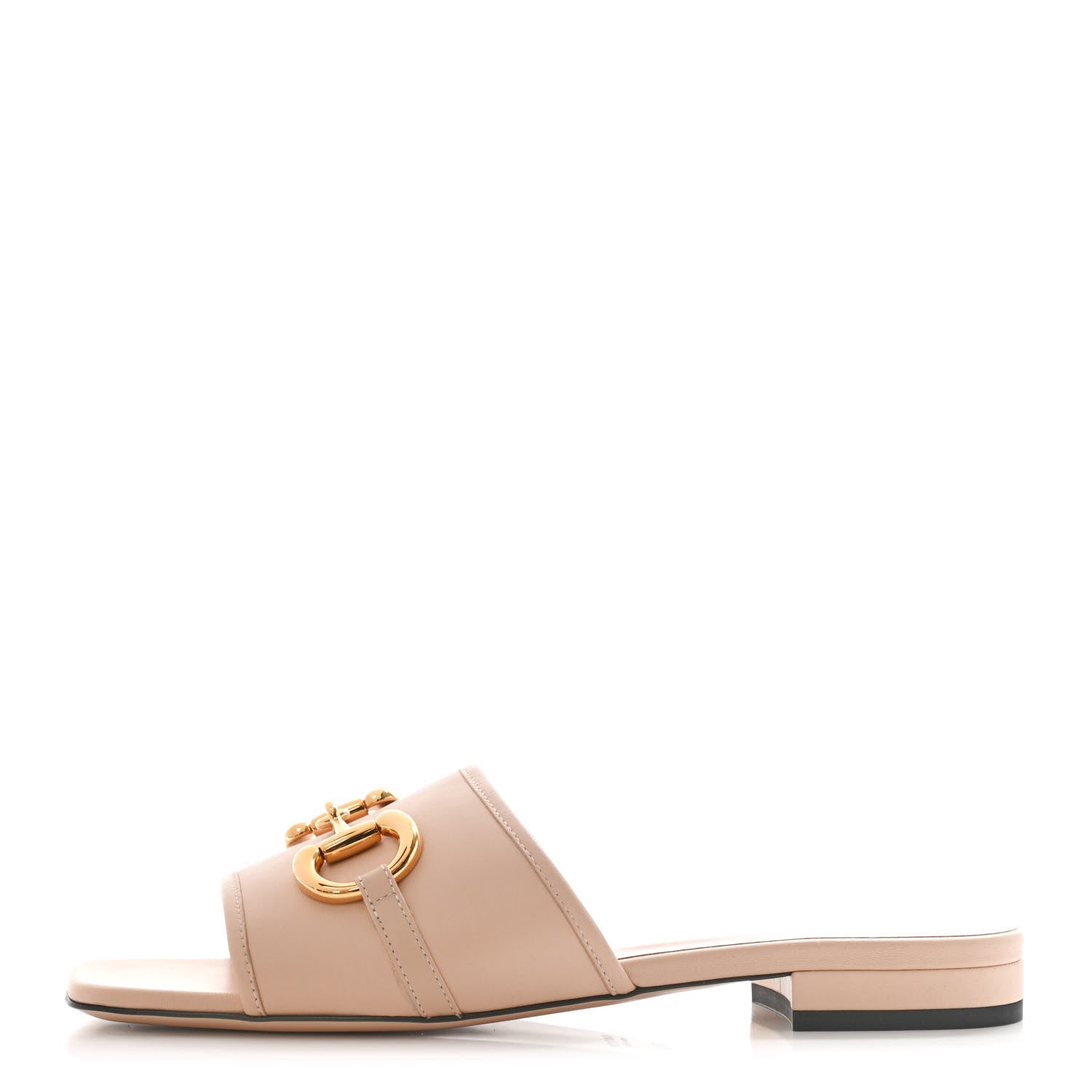 Gucci Nappa Horsebit Flat Slide Sandals 37.5 Skin Rose 1 of 9