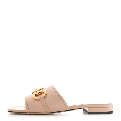 Gucci Nappa Horsebit Flat Slide Sandals 37.5 Skin Rose 1 of 9
