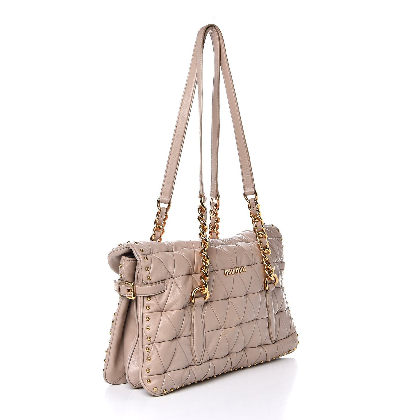 Nappa Quilted Studded Tote Cammeo