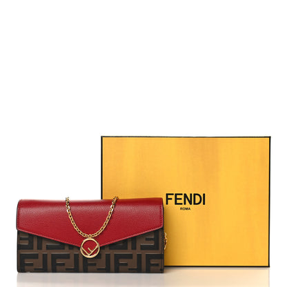 Fendi Vitello Cruise F is Fendi Bi-Color FF 1974 Embossed Continental Envelope Wallet On Chain Maya Black Fragola 8 of 8