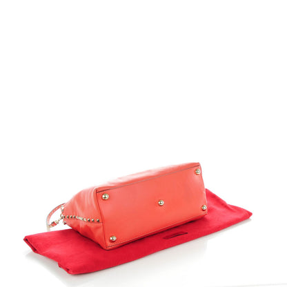 Valentino Garavani Vitello Rockstud Dome Satchel Deep Coral 4 of 7