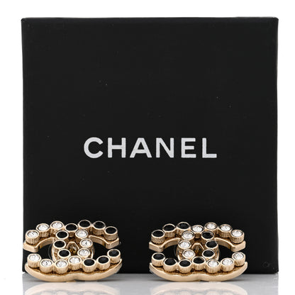 Chanel Crystal CC Earrings Black Gold 5 of 5