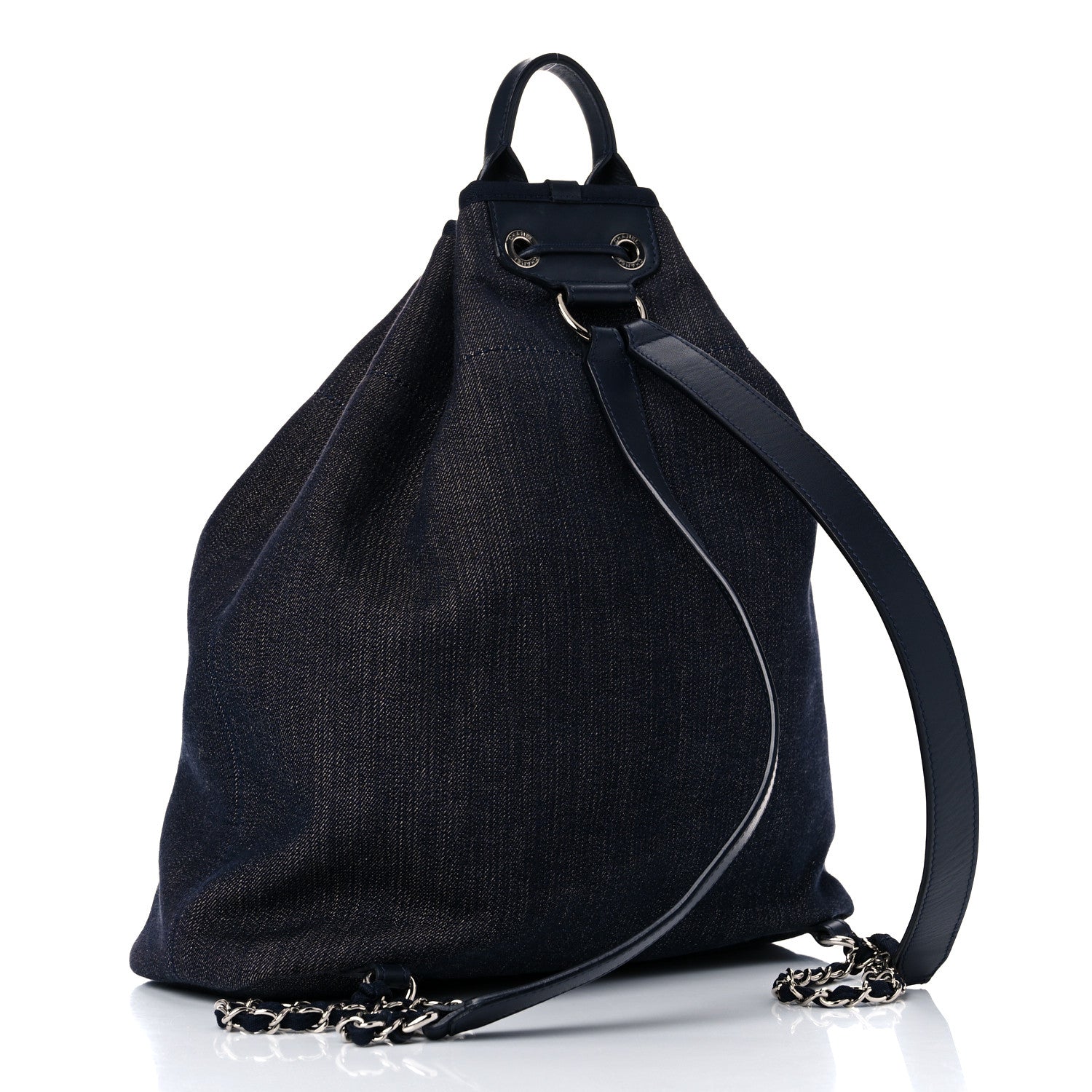 Chanel Canvas Large Deauville Backpack Denim Blue 3 of 10