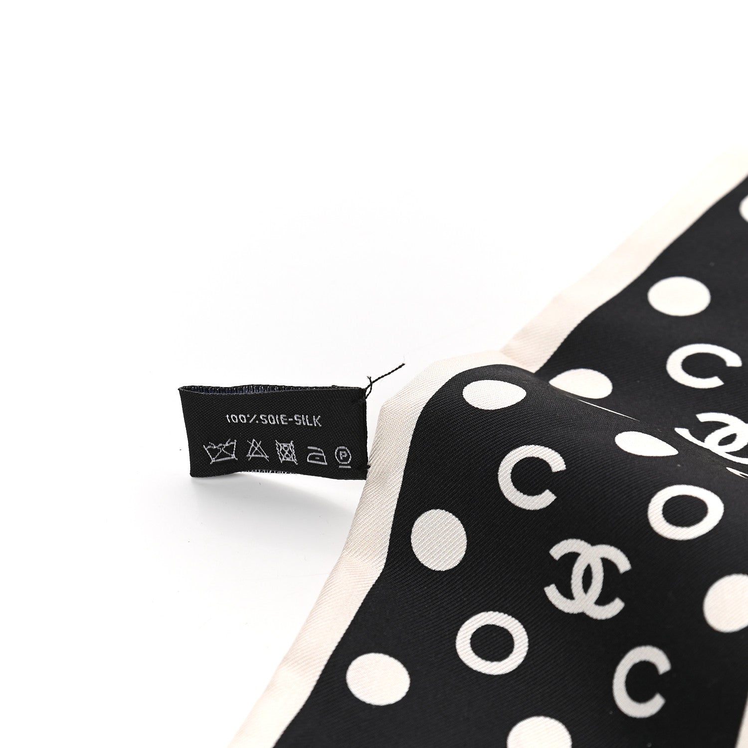 Chanel Silk CC Twilly Hair Tie Black White 4 of 4