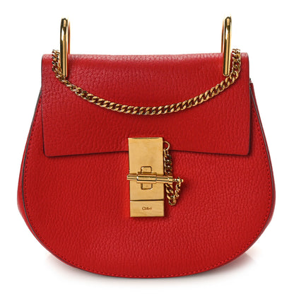 Chloe Grained Lambskin Mini Drew Shoulder Bag Plaid Red 1 of 9