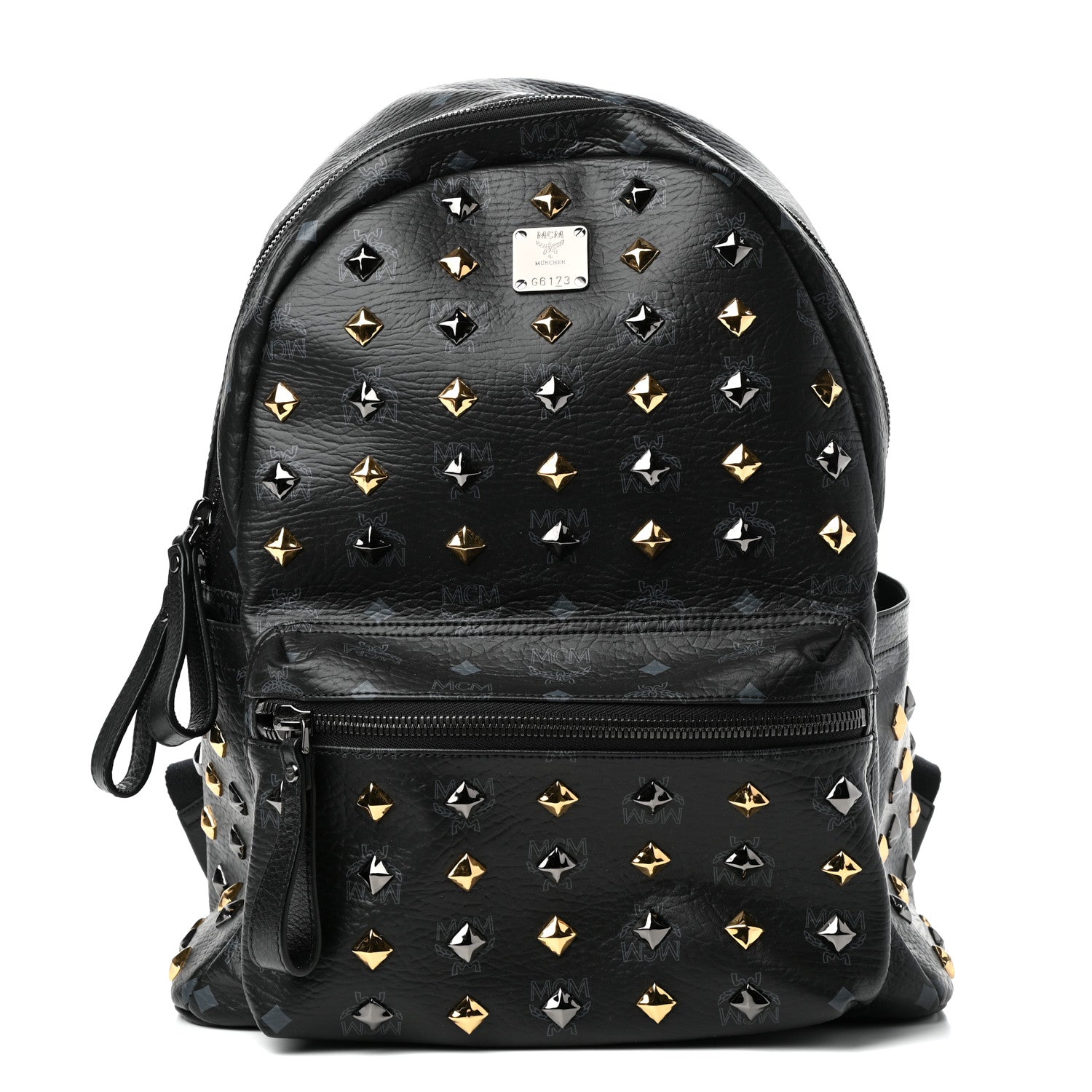 MCM Visetos Studded Stark Backpack Black 1 of 9